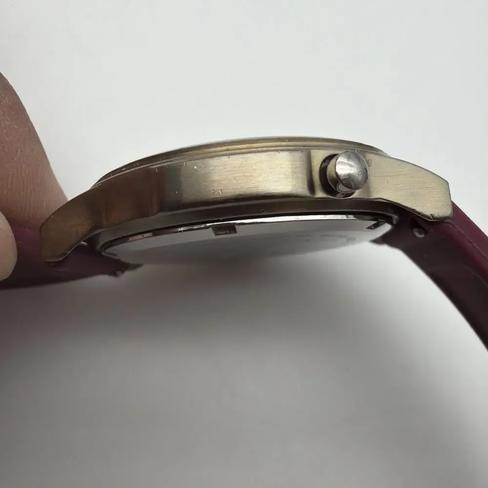 Vintage Nautica Indiglo Analog Quartz Watch New Battery Burgundy Strap